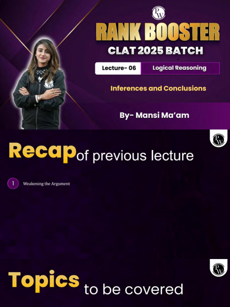 Logical Reasoning 06 - Class Notes - CLAT Rank Booster 2025 | PDF