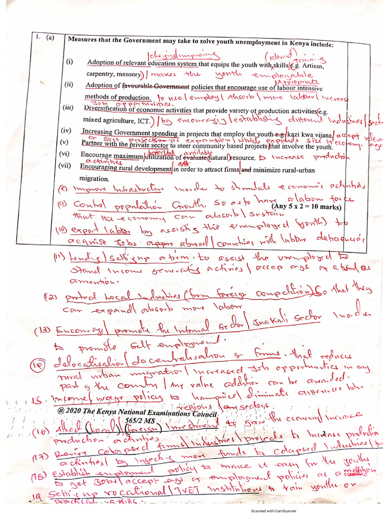 Business Studies Paper 2 Marking Scheme KCSE 2020 Teacher - Ac | PDF