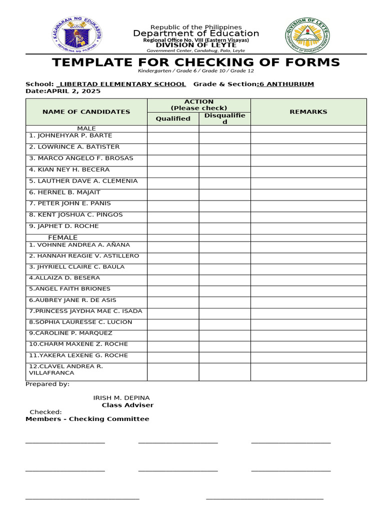 Candidate Checking Template for Schools | PDF | Chess Theory | Chess