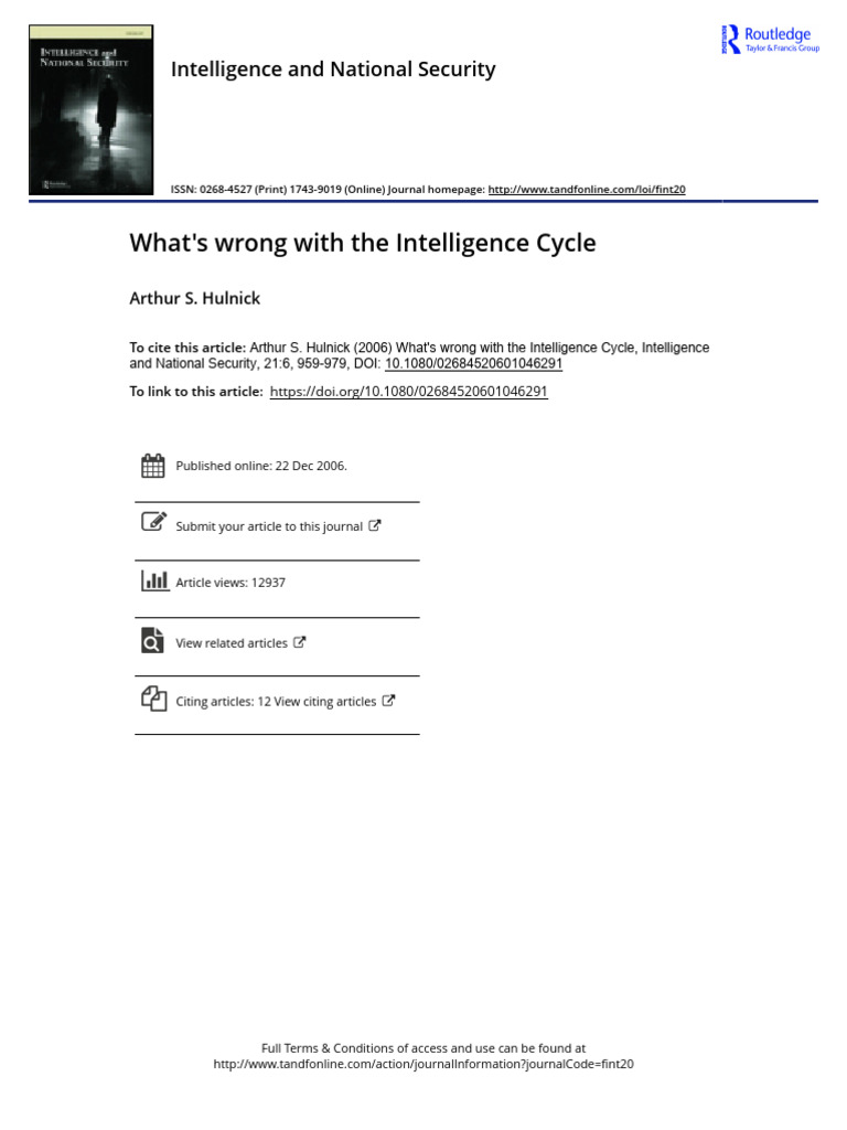 Flaws in the Intelligence Cycle Model | PDF | Counterintelligence ...