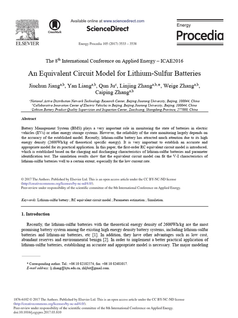 Ecm Modelling For Li S | PDF | Battery Charger | Electrical Network