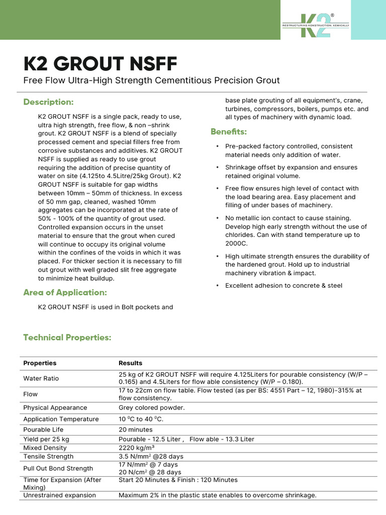 Grout NSFF | PDF | Concrete | Materials