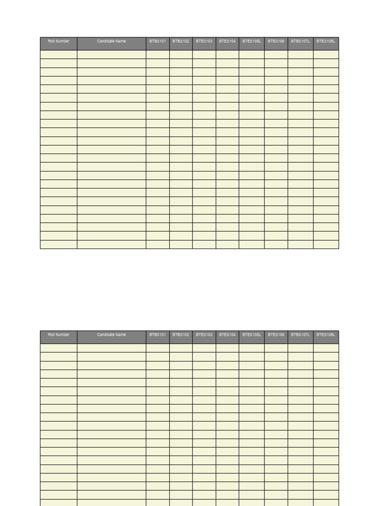 Student Roll Numbers and Grades List | PDF