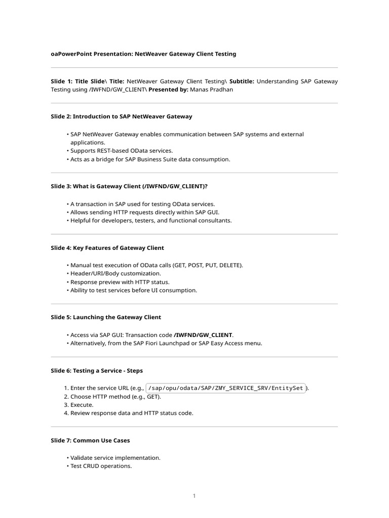 NetWeaver Gateway Client Testing Guide | PDF | Information Technology ...