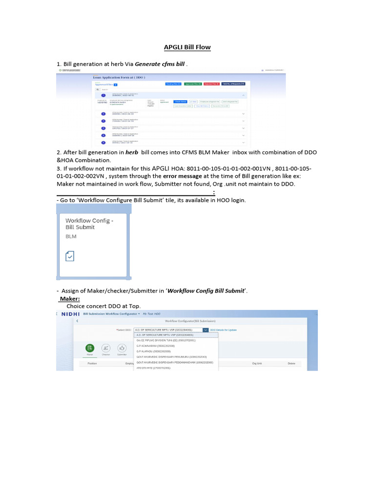 APGLI Bill Workflow Management Guide | PDF