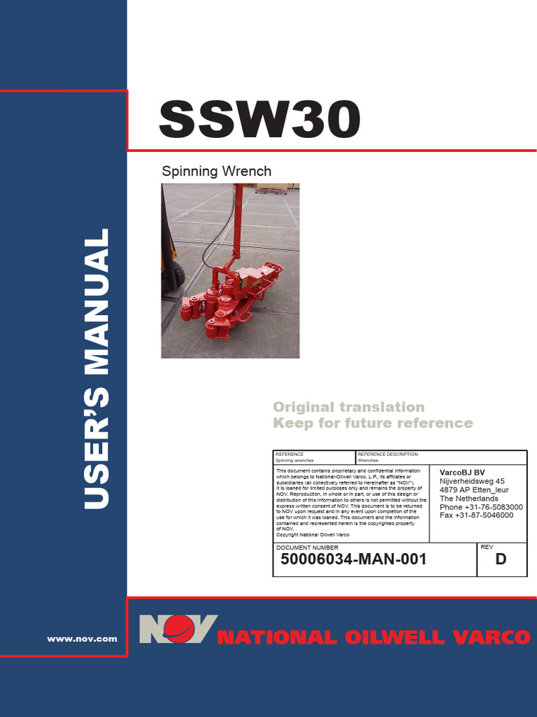 SSW30 Spinning Wrench User Manual | PDF | Pump | Safety