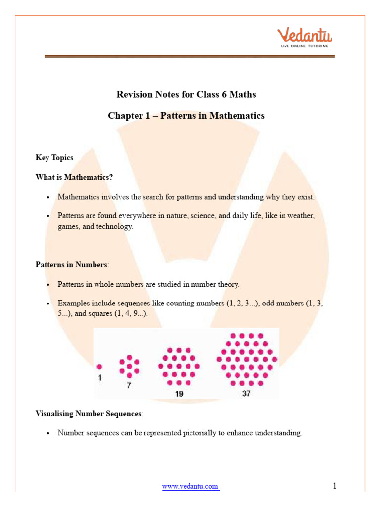 Class 6 Maths: Patterns Overview | PDF | Shape | Triangle