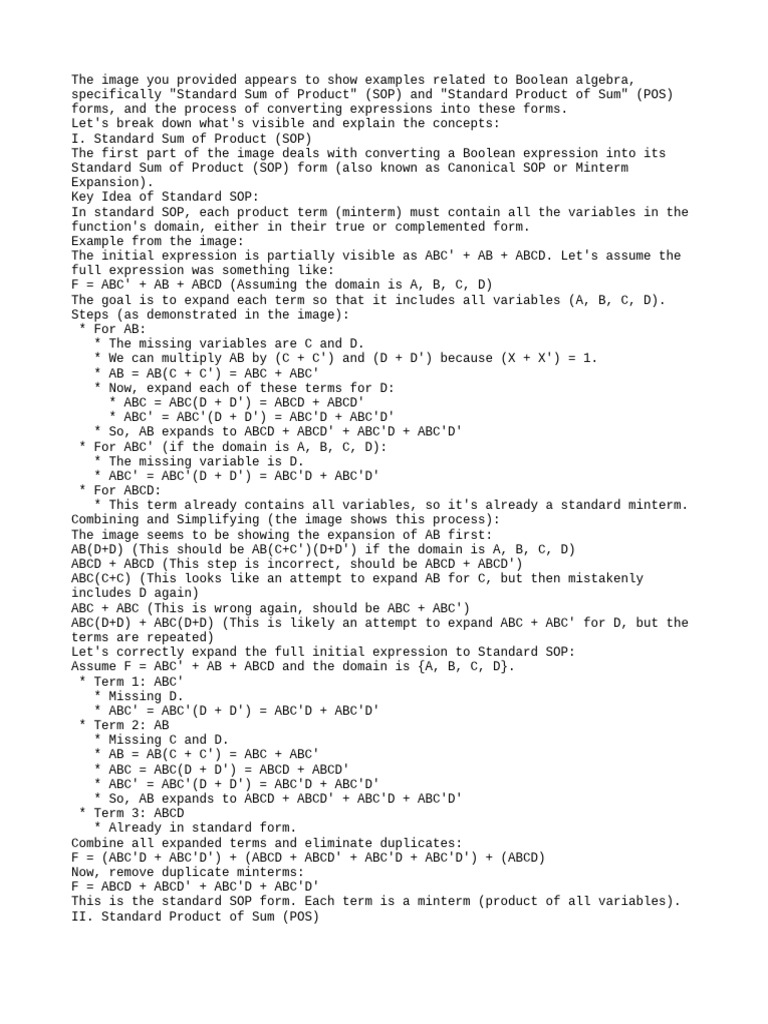 Boolean Algebra: SOP and POS Forms | PDF | Computer Programming ...