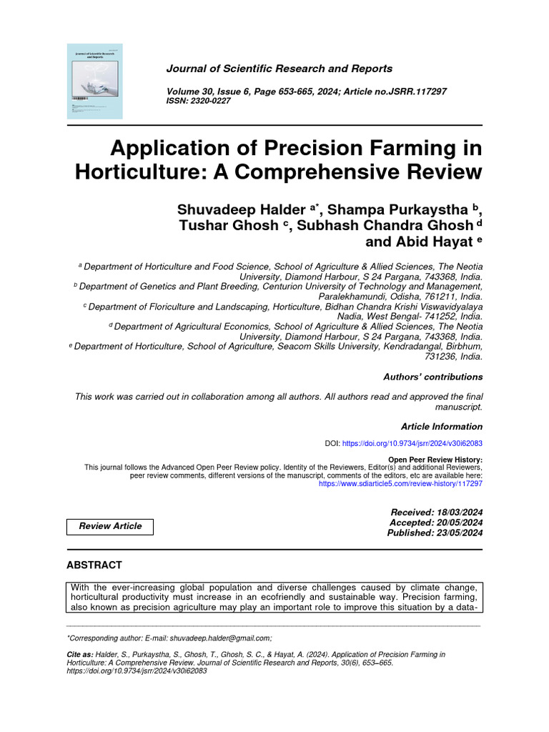 Application of Precision Farming in Hort | PDF | Agriculture | Wireless ...