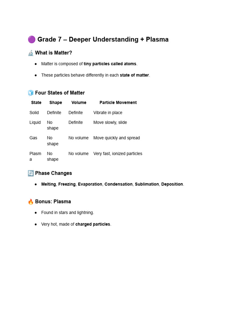 States of Matter for Grade 7 | PDF
