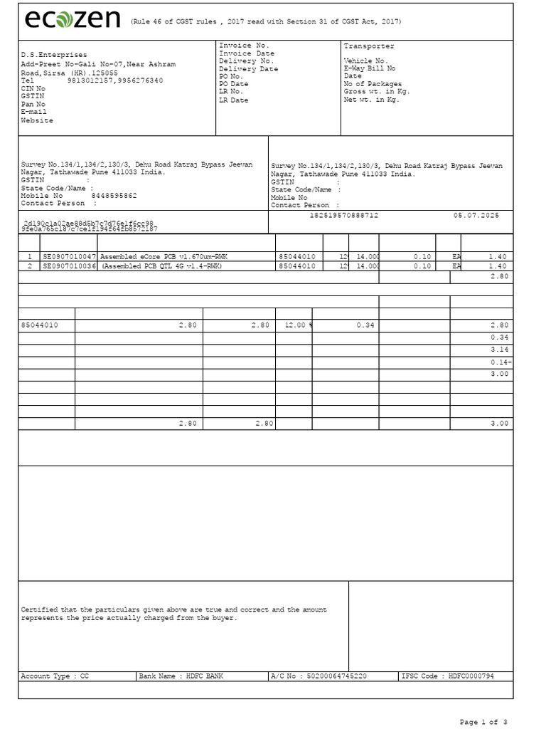 Sto Invoice Hisar | PDF | Taxation | Payments