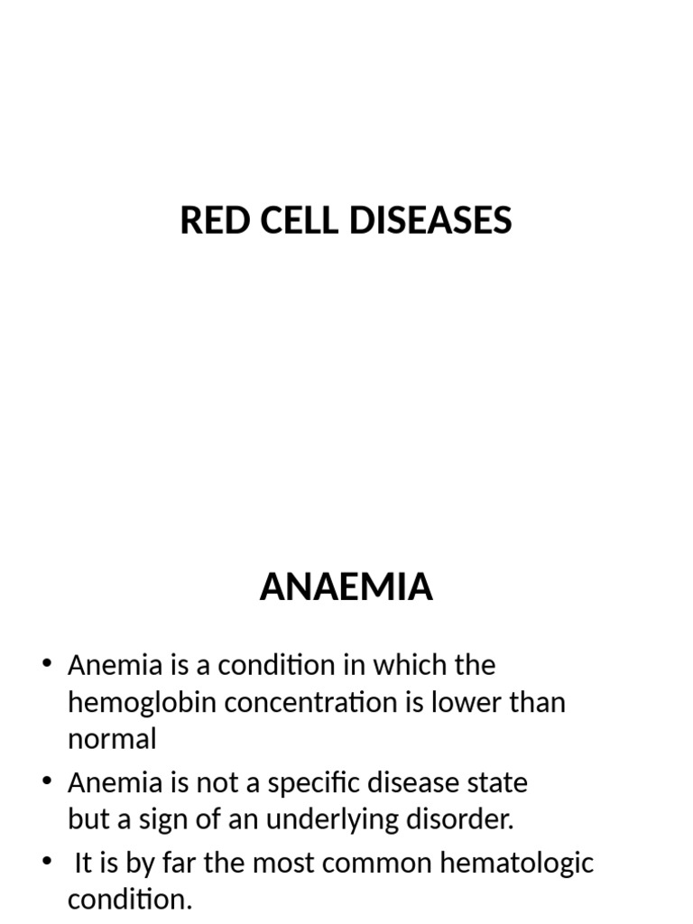 Overview of Red Cell Diseases and Anemia | PDF | Anemia | Leukemia