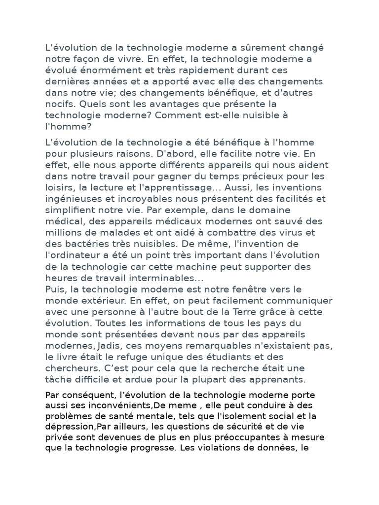 Avantages et inconvénients de la technologie | PDF