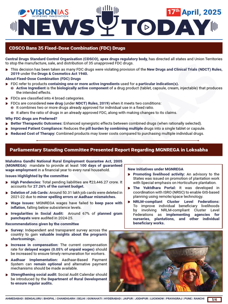 VisionIAS Daily Current Affairs 17th April 2025 | PDF