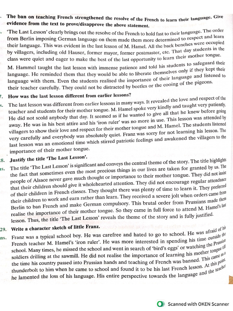 CH 1 Last Lesson (Extra Questions For Reference) | PDF