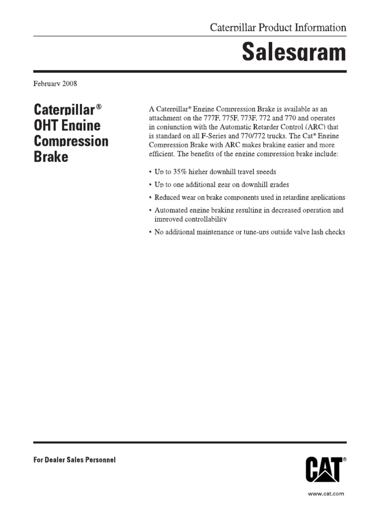OHT Engine Compression Brake TEKQ0599 | PDF