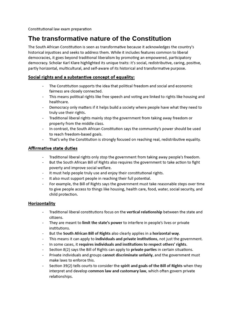 South African Constitutional Law Overview | PDF | Democracy | Political ...