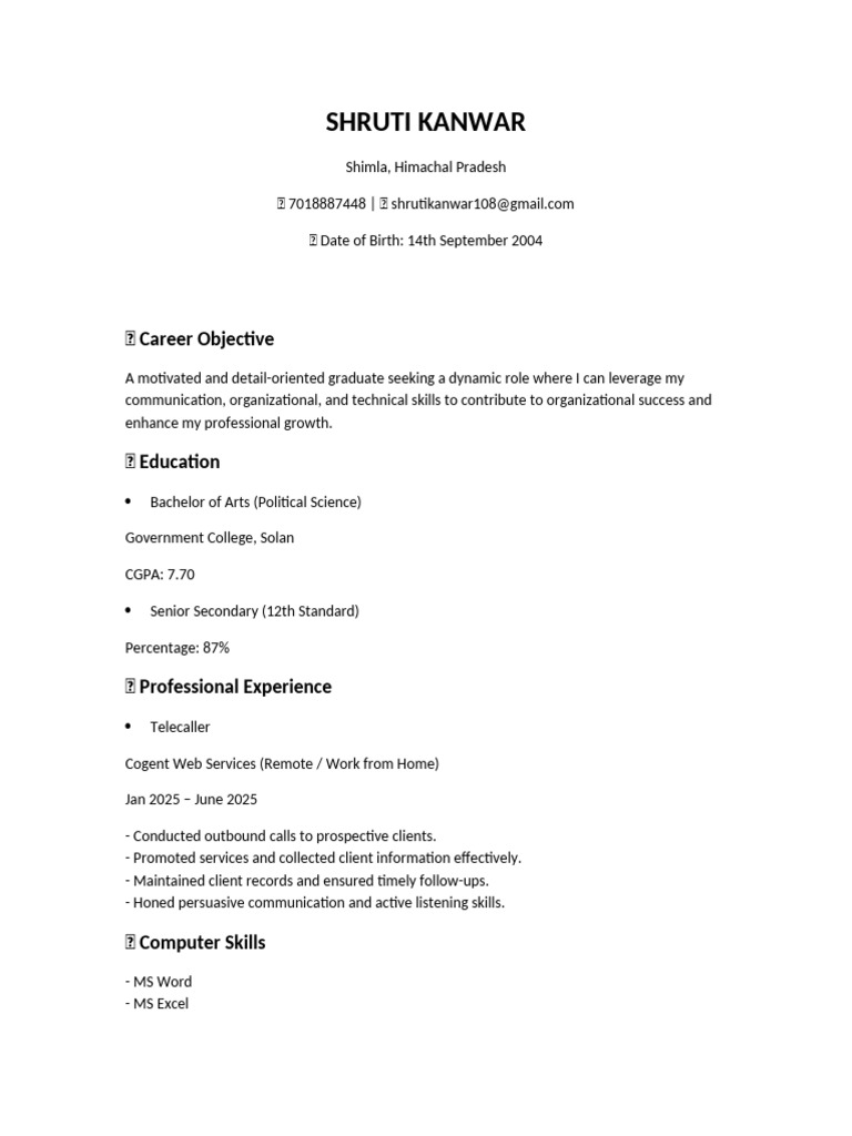 Shruti Kanwar Resume PDF - 1
