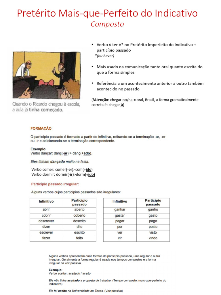 Pretérito Mais-que-Perfeito: Exemplos e Exercícios | PDF