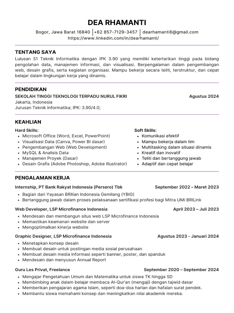 CV - Dea Rhamanti | PDF