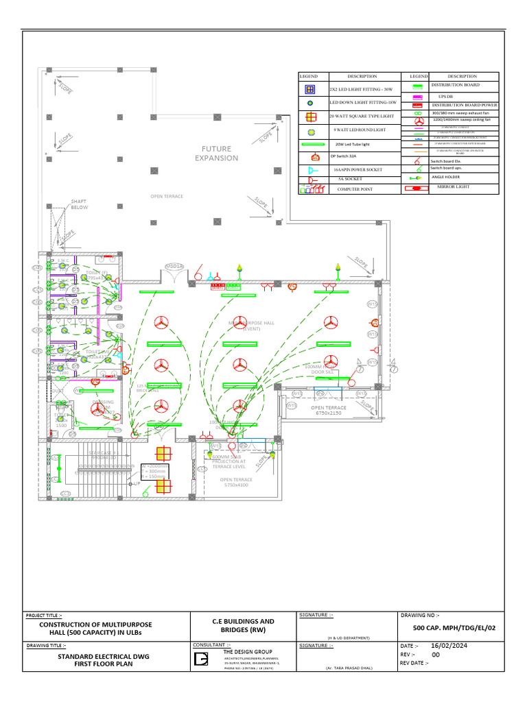 Multipurpose Hall Electrical Plan | PDF | Manufactured Goods | Building ...