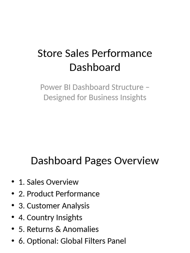 PowerBI Sales Dashboard Structure | PDF