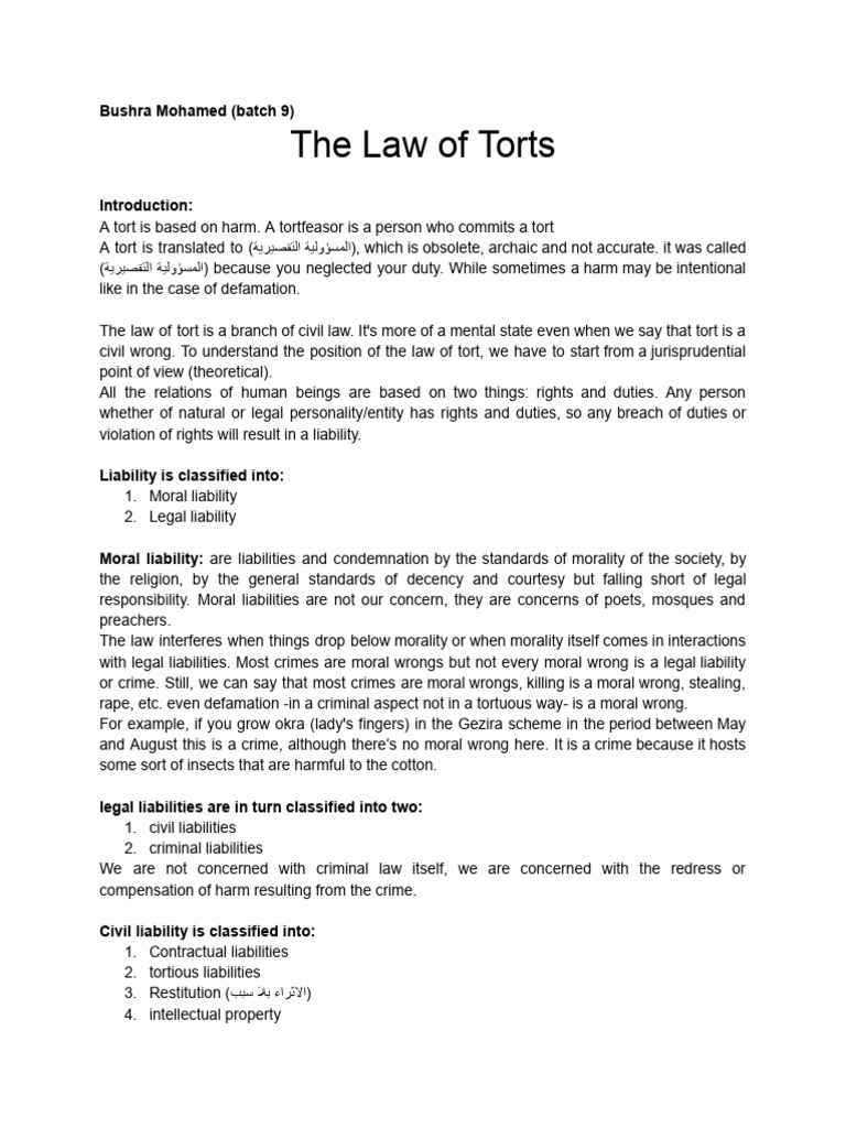Law of Tort | PDF | Tort | Negligence