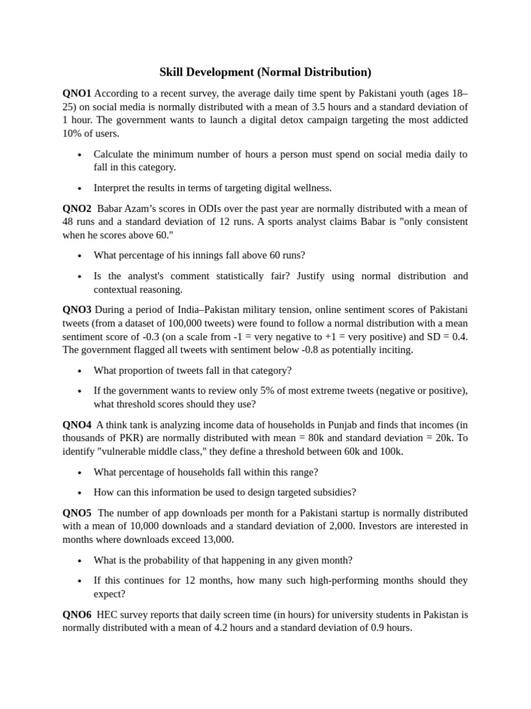 NOrmal Distribution Skill Development | PDF | Standard Deviation ...