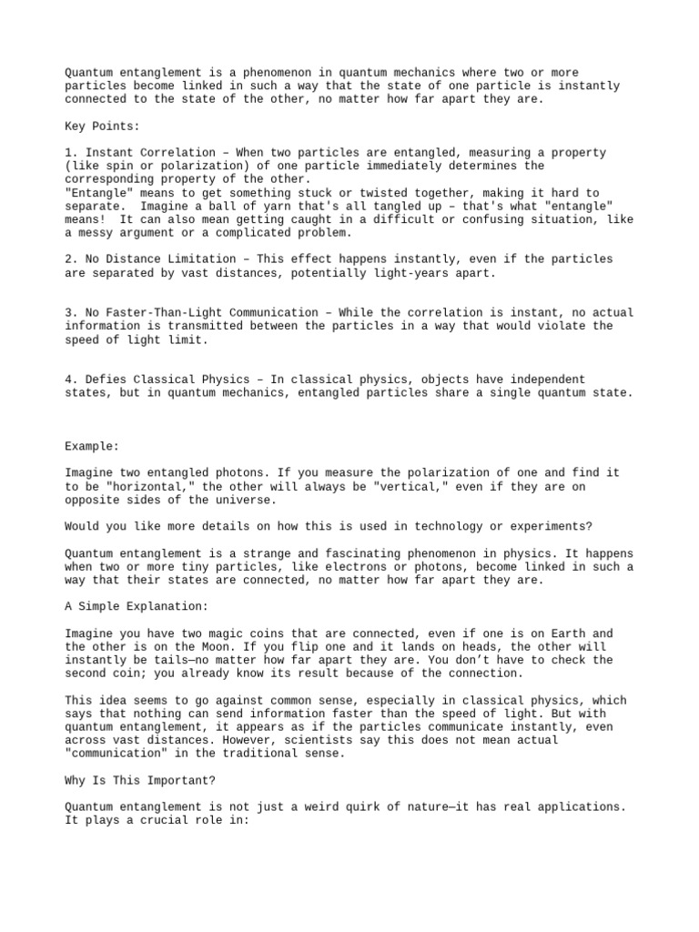 Understanding Quantum Entanglement | PDF | Quantum Entanglement | Physics