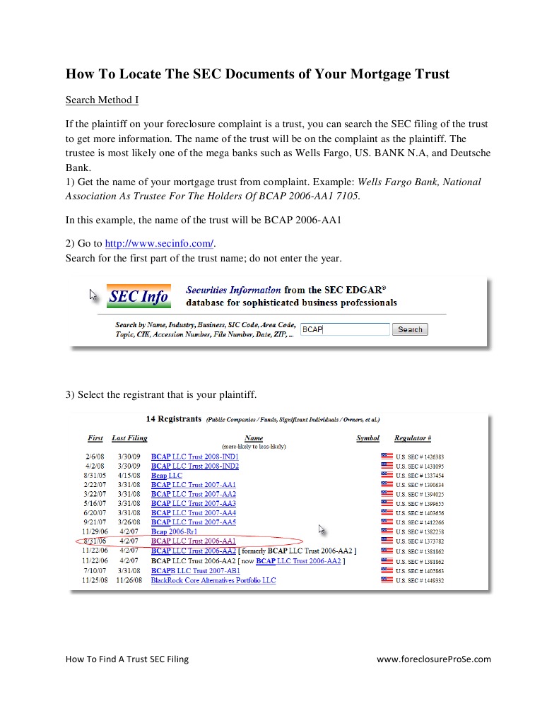 Locate SEC Filings for Mortgage Trusts | PDF