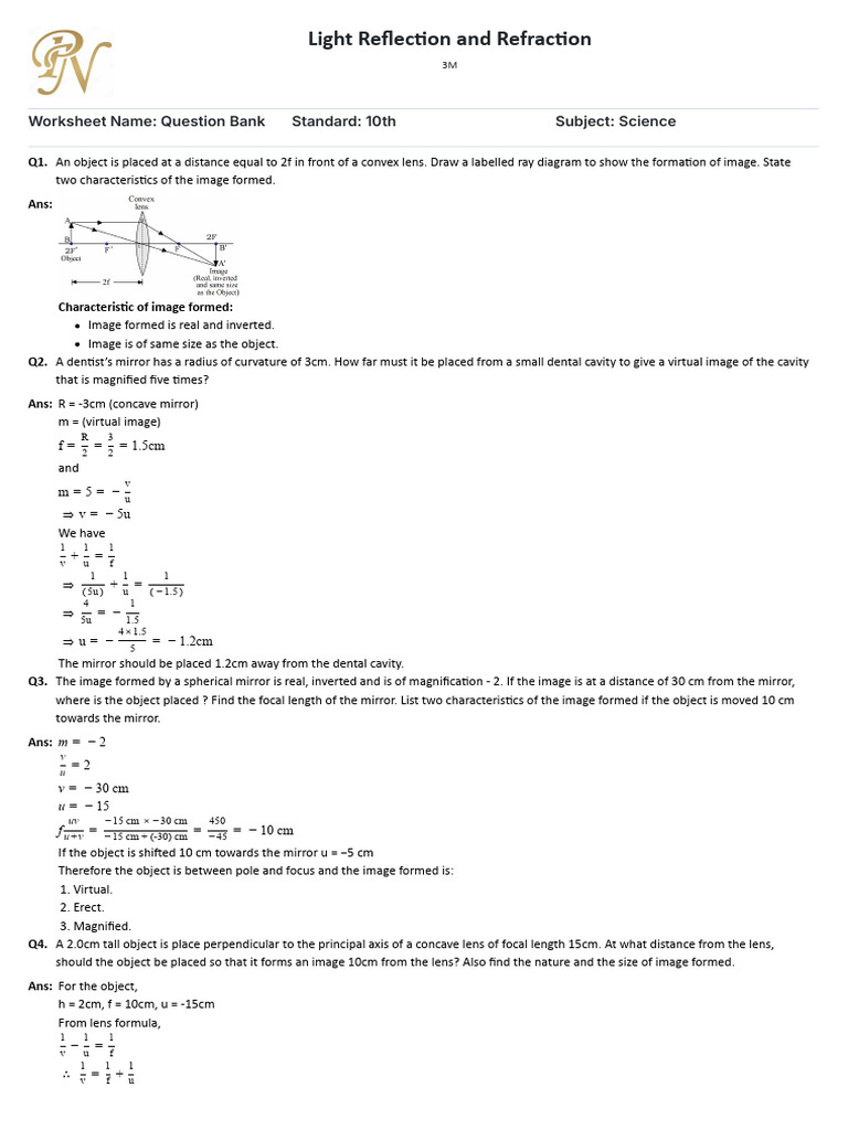 Copy of 3M - Light Reflection and Refraction | PDF | Atomic | Optics
