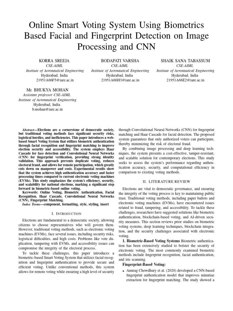 Biometric Online Voting System | PDF | Biometrics | Security