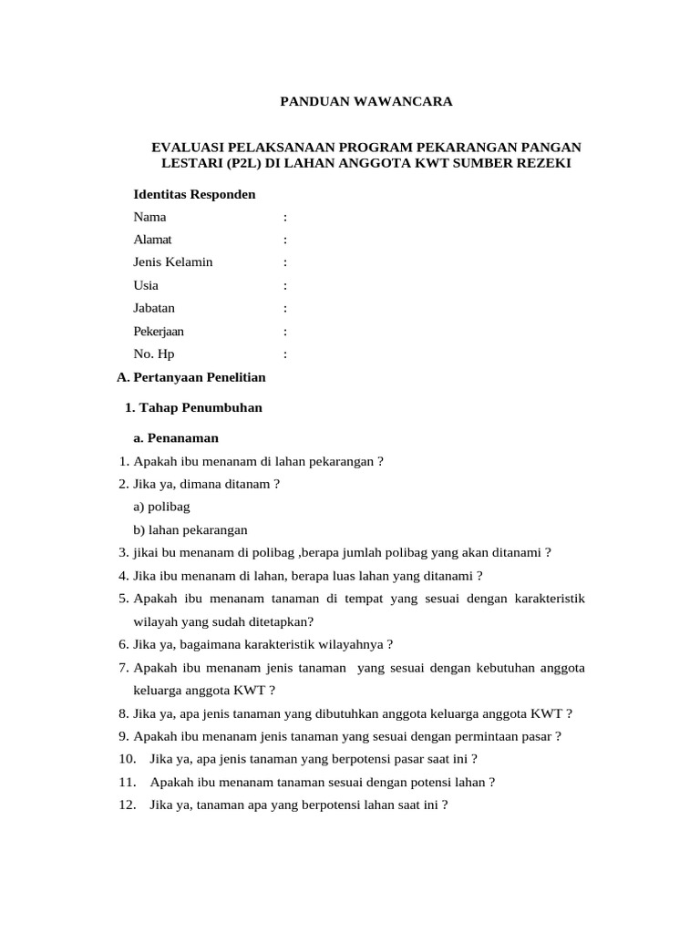 Evaluasi Program Pekarangan Pangan P2L | PDF