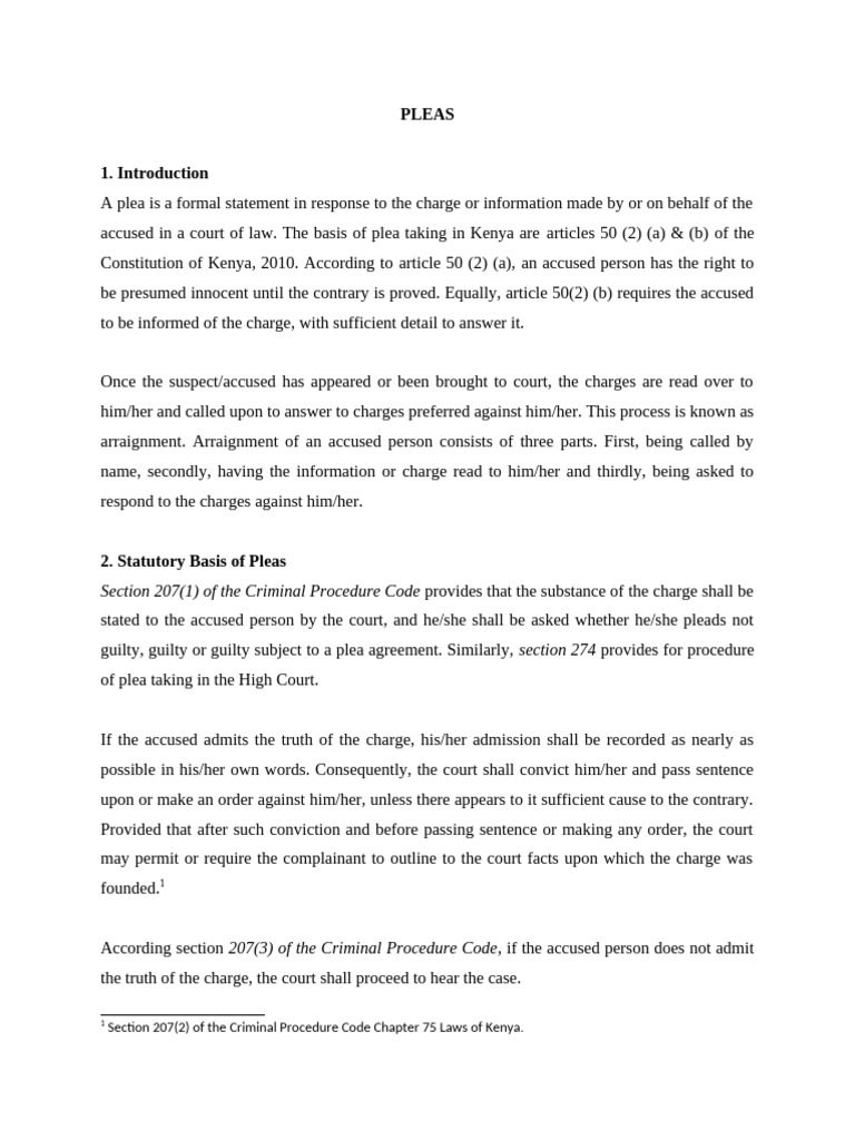 Types of Pleas in Kenya | PDF | Plea | Plea Bargain
