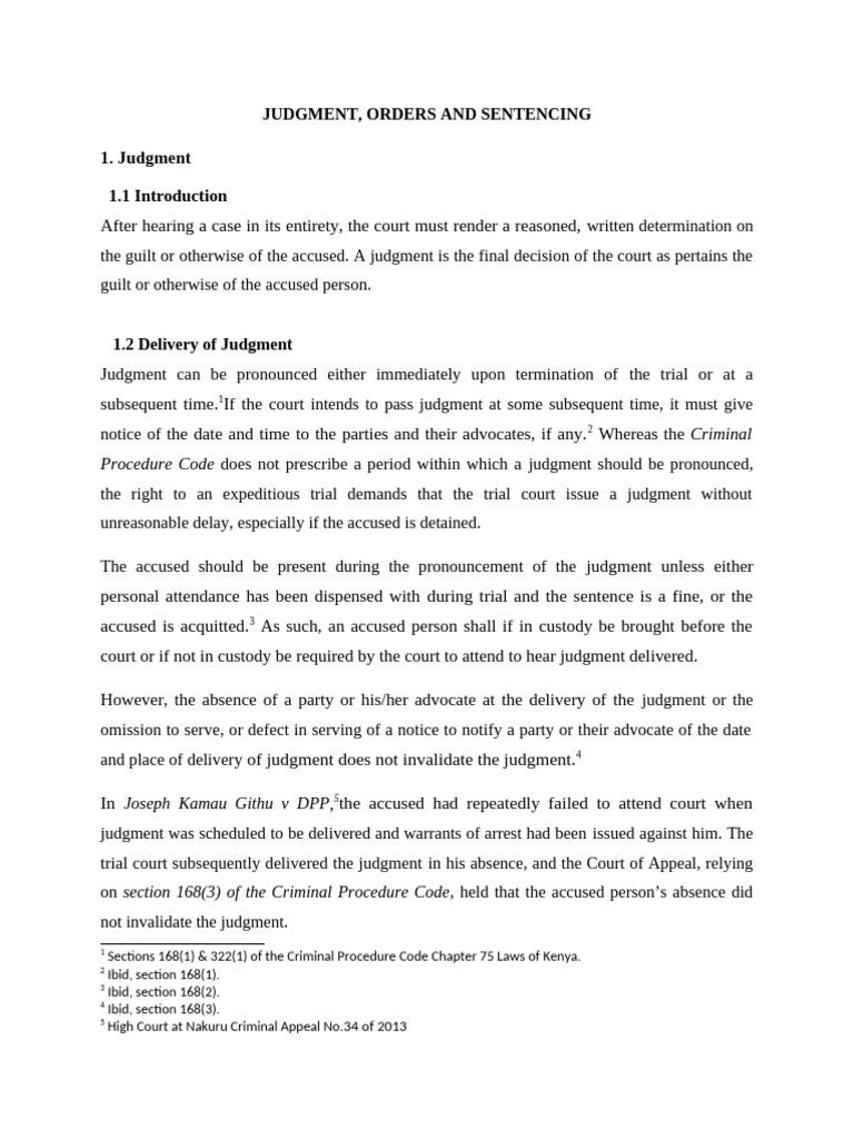 Court Judgment and Sentencing Process | PDF | Sentence (Law) | Criminal ...