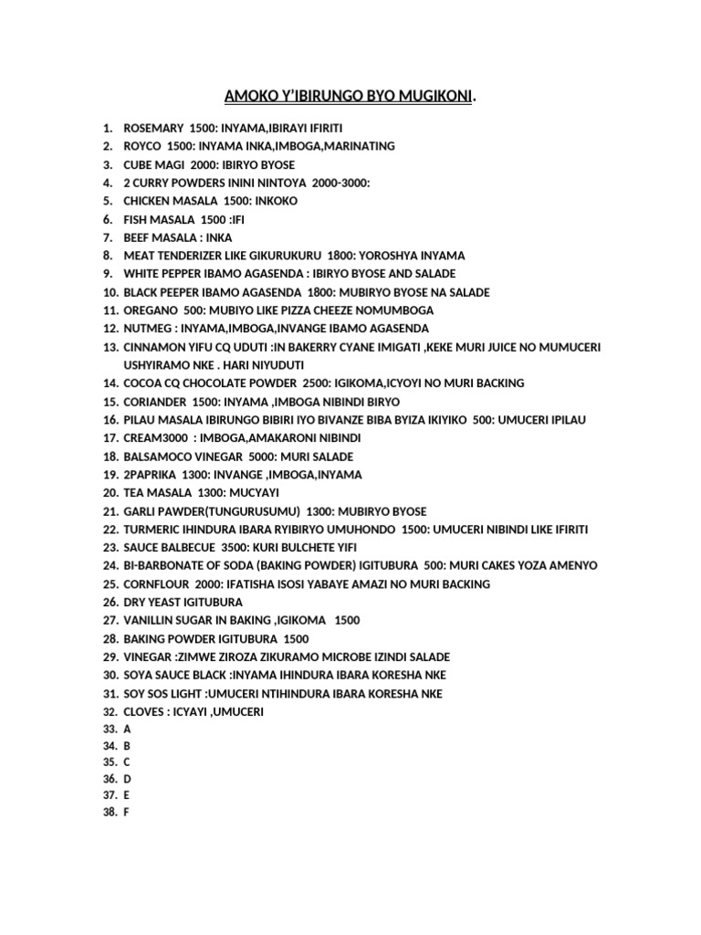 By Chief Janvier KWIZERA #Amoko Y'ibirungo Byo Mugikoni | PDF