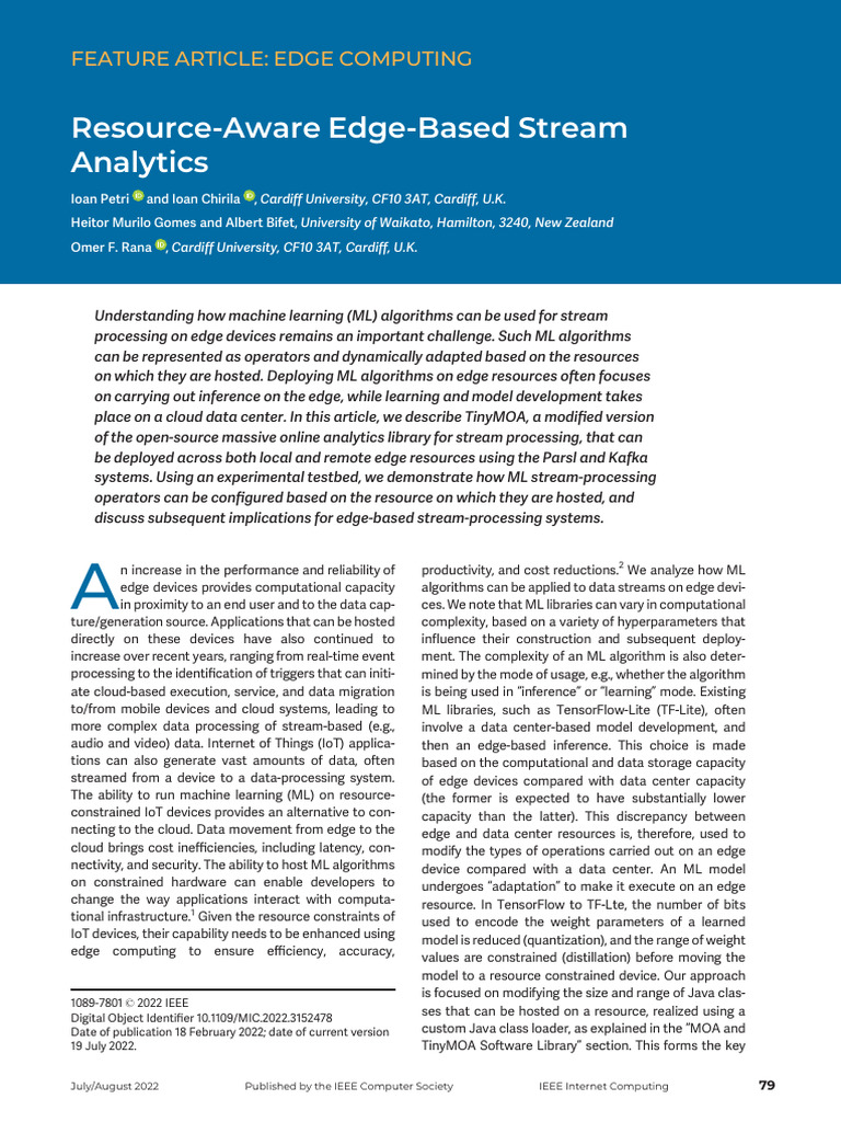 Resource-Aware Edge-Based Stream Analytics | PDF | Internet Of Things ...