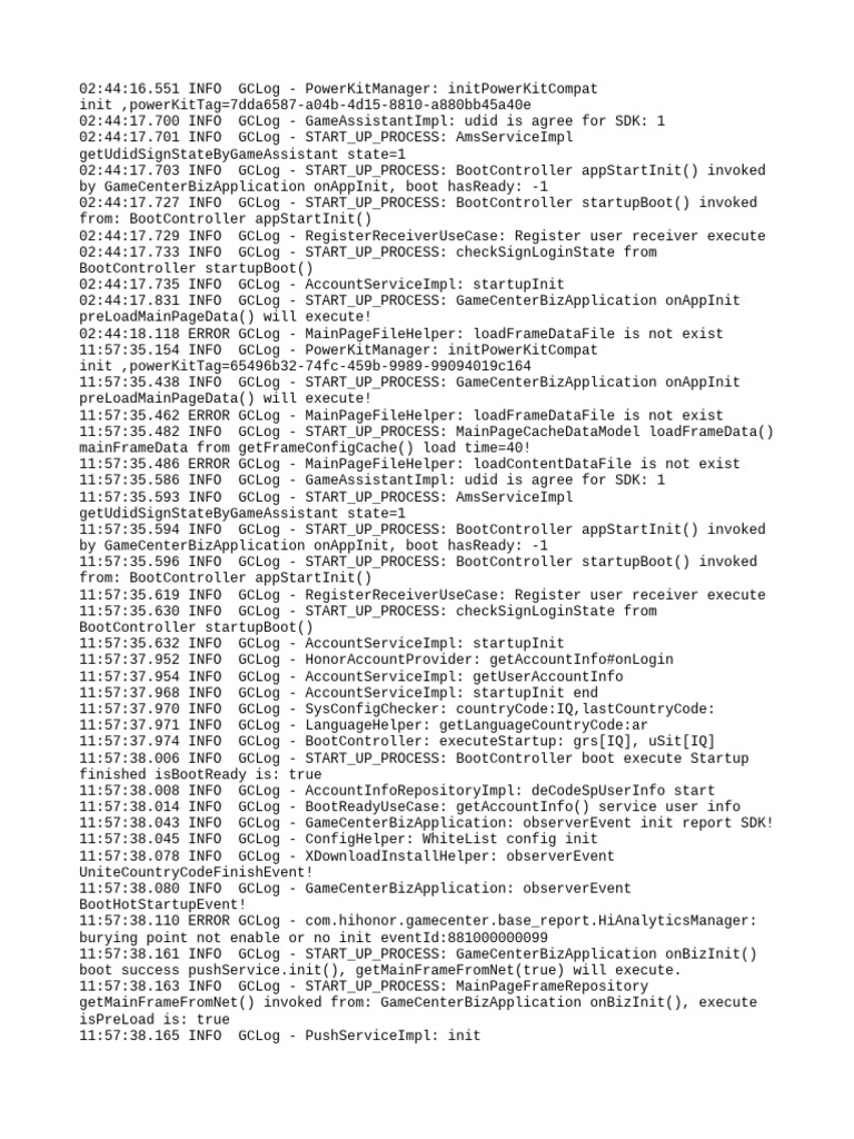 GameCenter Startup Process Log Analysis | PDF | Computing | Software