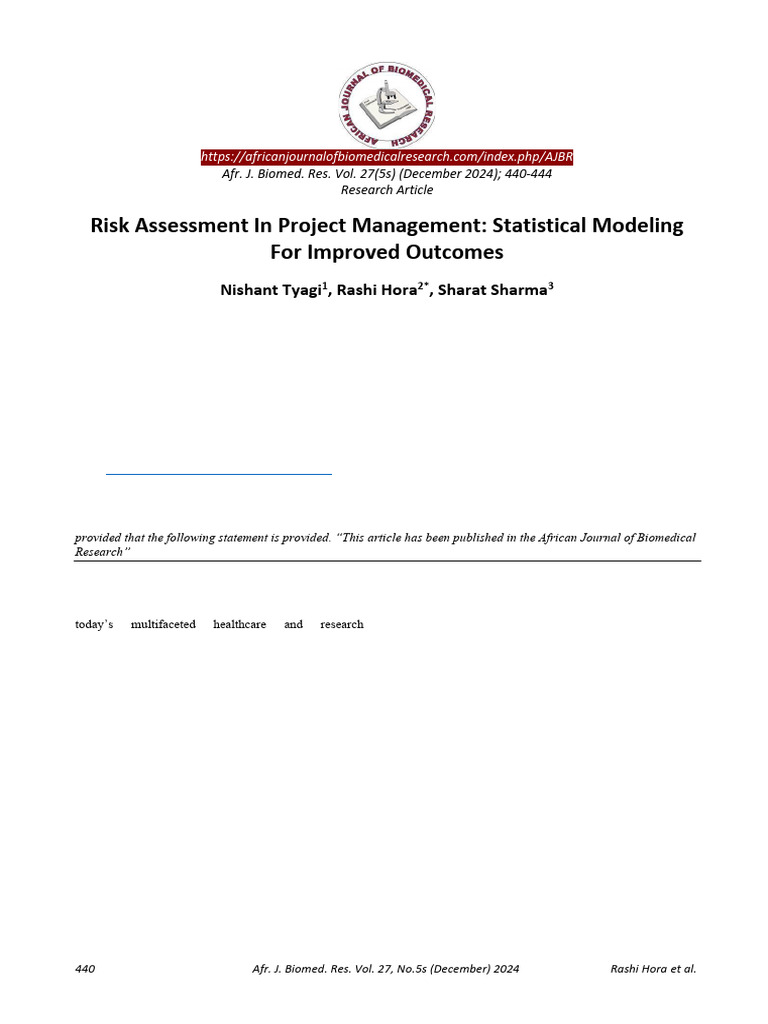 Dec24 - Risk Assessment in PM - SCOPUSQ3 | PDF | Sample Size ...
