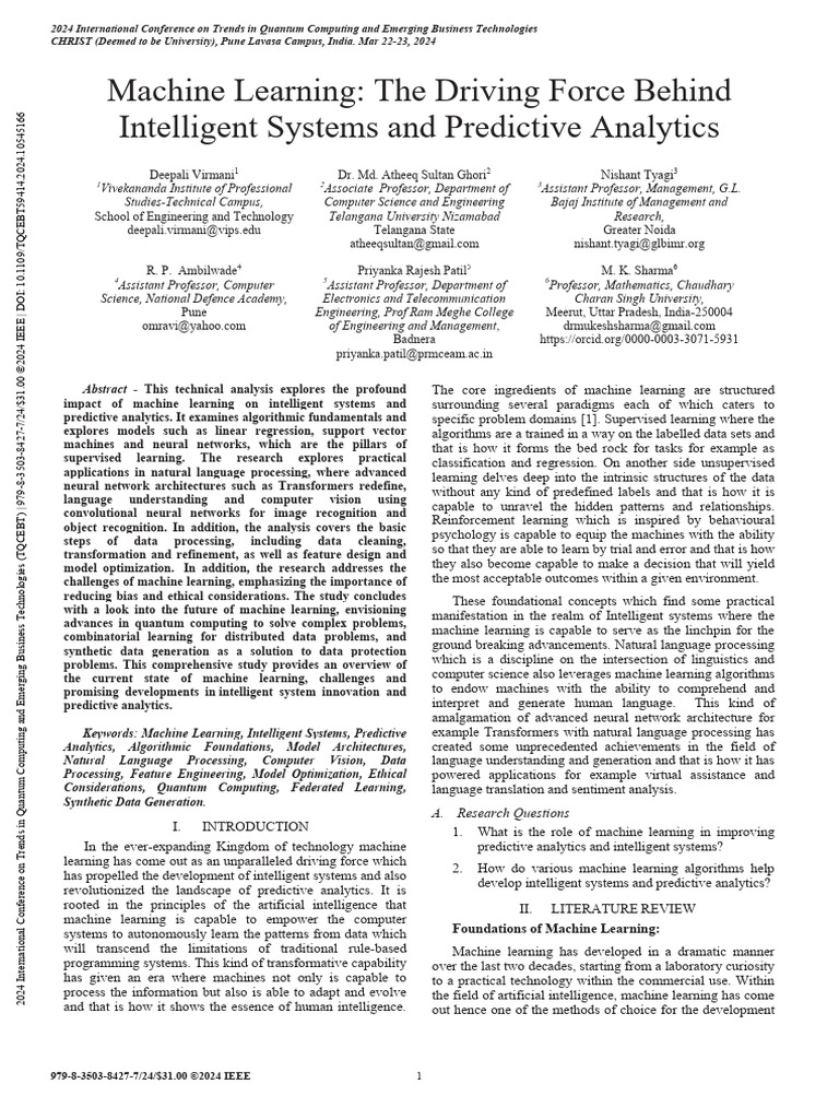 Machine Learning Paper 2024 - IEEE | PDF | Machine Learning ...