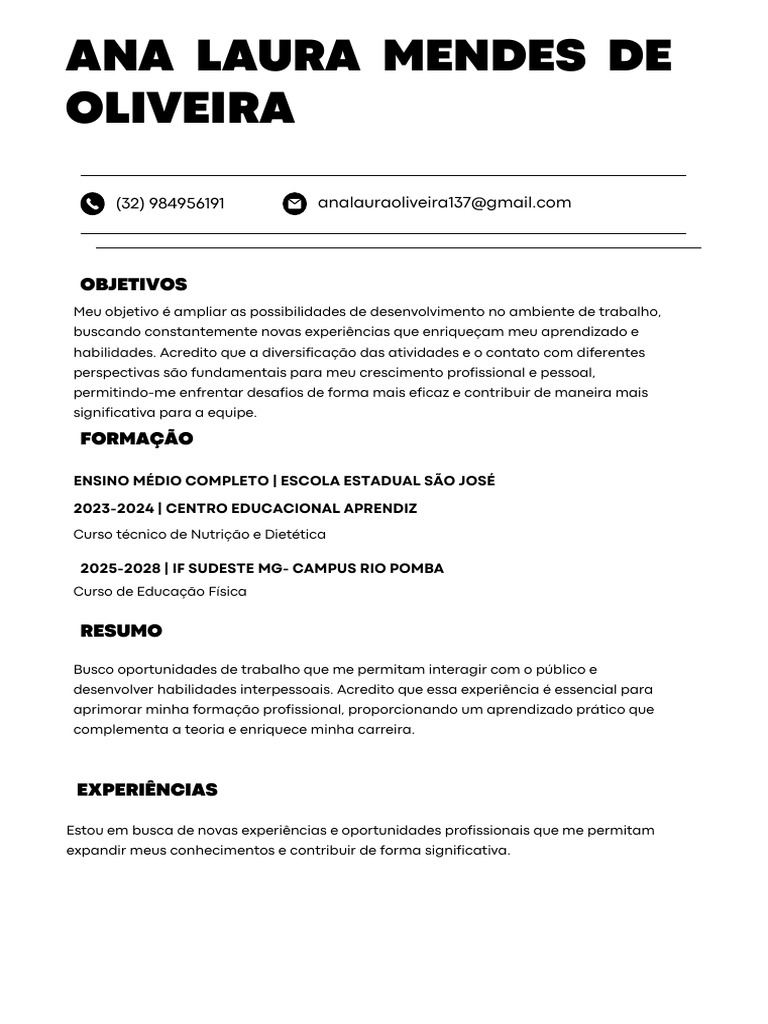 Perfil Profissional de Ana Laura Mendes | PDF