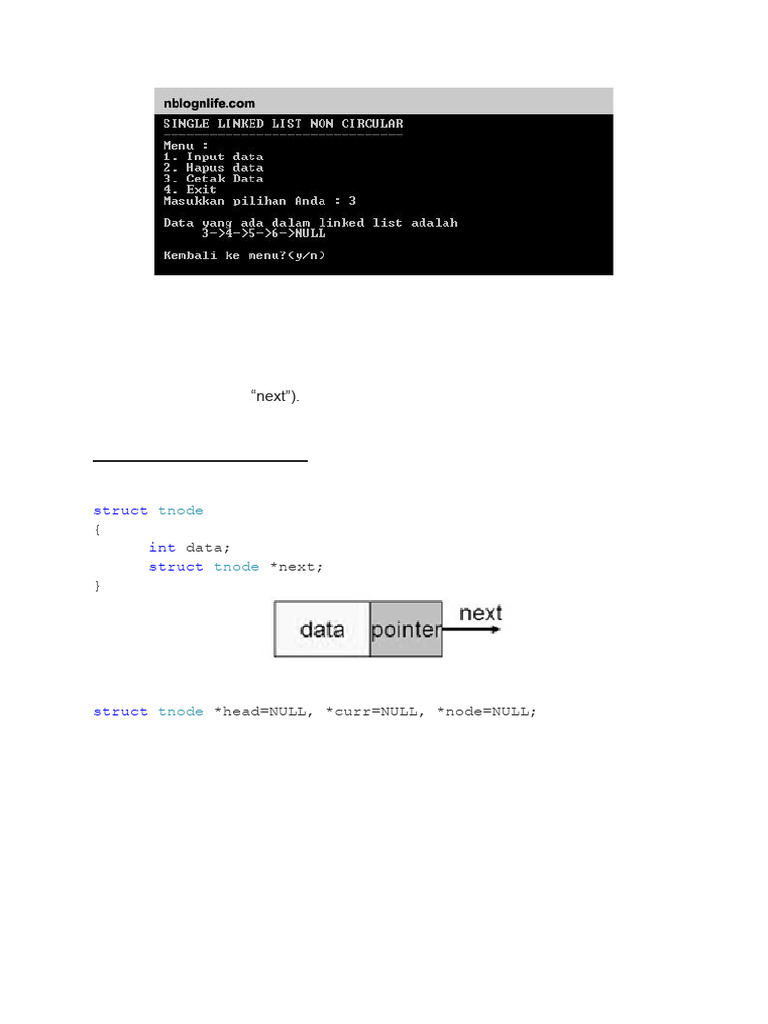Contoh Implementasi Single Linked List C++ | PDF