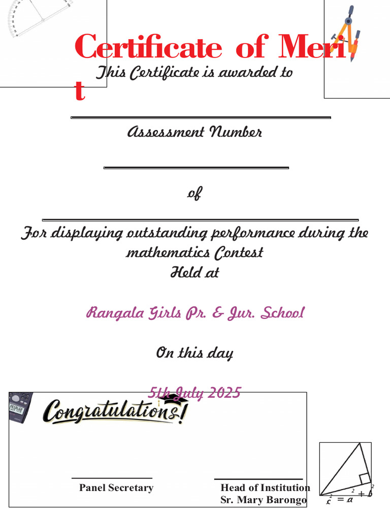 Mathematics Contest Merit Certificate | PDF