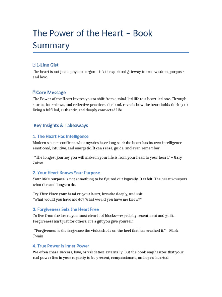 The Power of The Heart Summary | PDF