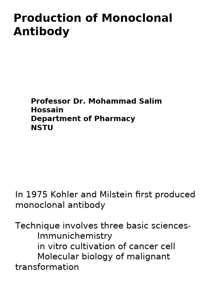 Monoclonal Antibody Production Techniques | PDF | Antibody ...