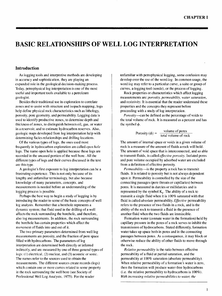 Basic Log Analysis Asquith BasicRelations LogInterpretation | PDF