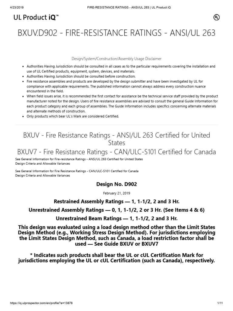 Fire-Resistance Ratings ANSI/UL 263 Guide | PDF | Concrete ...