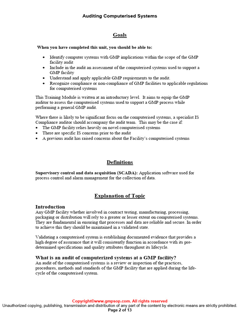 GMP Computerized Systems Audit Guide | PDF | Computer Security | Security