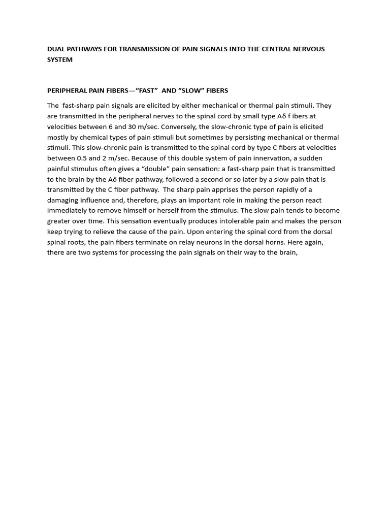 Pain Pathways | PDF
