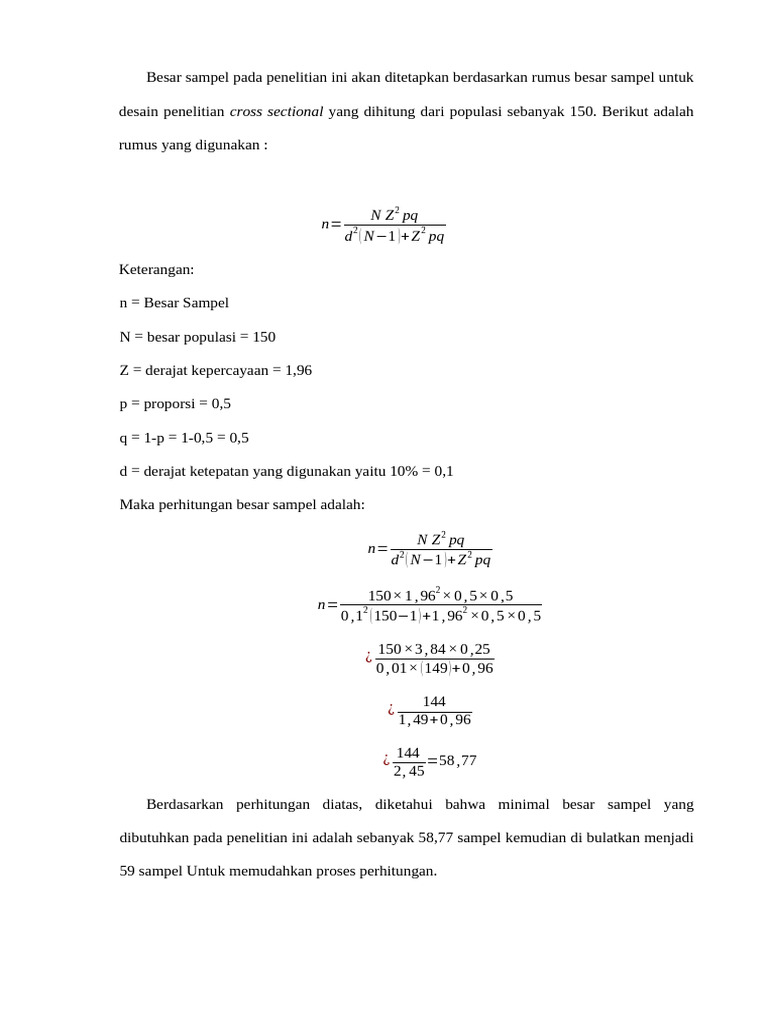 Rumus Besar Sampel Cross Sectional | PDF
